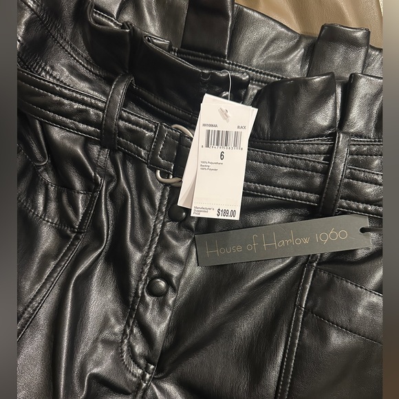 House of Harlow 1960 Faux Leather Paperbag Pants - Picture 3 of 3